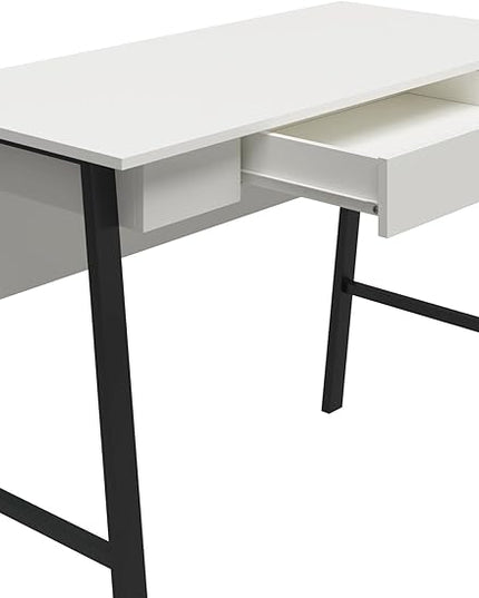 Ameriwood Home Oxford Computer Desk with Drawer, White/Black - LeafyLoom