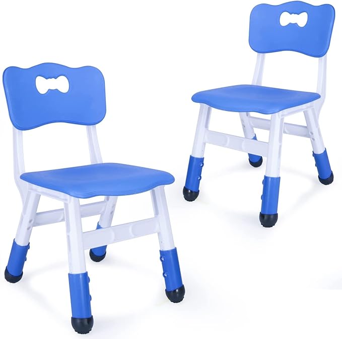 Adjustable Kid Chairs Indoor 3 Level Adjustable Suitable for Children Age 2-6. Maximum load-bearing 220LBS Suitable for Family Classroom and Nursery Child Seat Set (2-Pack-Navy Blue) - LeafyLoom