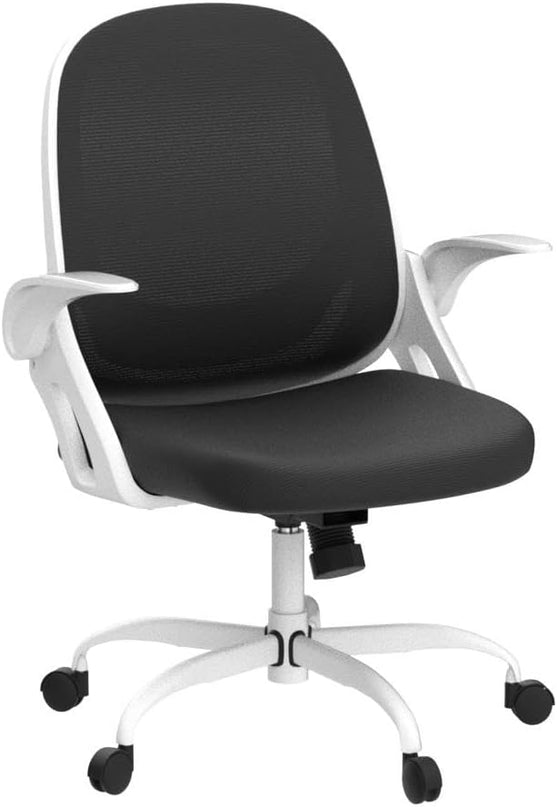 Home Office Chair Work Desk Chair Comfort Ergonomic Swivel Computer Chair, Breathable Mesh Desk Chair, Lumbar Support Task Chair with Wheels and Flip-up Arms and Adjustable Height - LeafyLoom