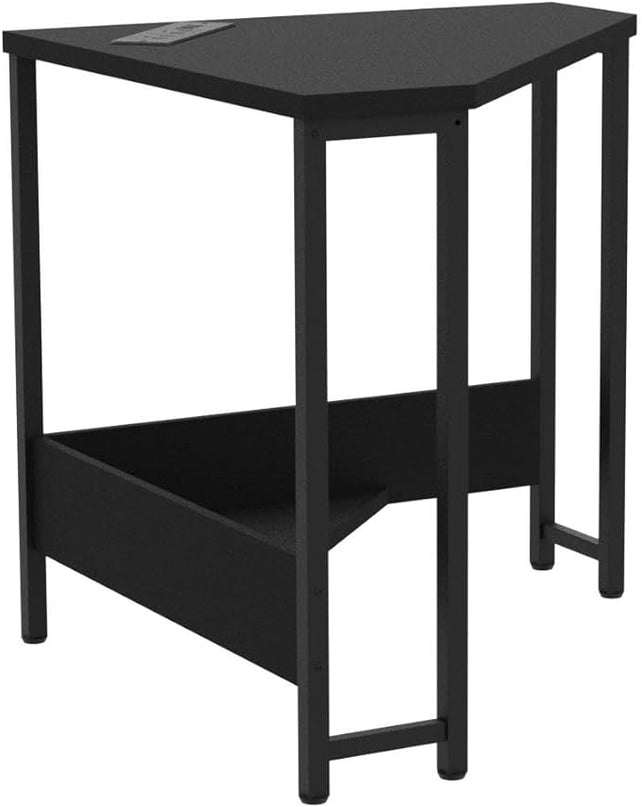 armocity Corner Desk Small Desk with Outlets Corner Table for Small Space, Corner Computer Desk with USB Ports Triangle Desk with Storage for Home Office, Workstation, Living Room, Bedroom, Black - LeafyLoom