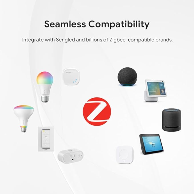 Sengled Alexa Light Bulb, Zigbee Bulb Smart Hub Required, Works with Alexa and SmartThings, Voice Control with Echo Show 10 with built-in Hub, Color Changing 60W Equivalent A19 Smart Light Bulbs, 4PK Sengled