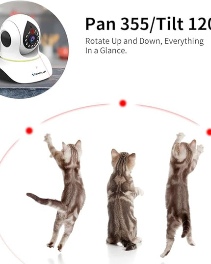 VSTARCAM Pet Camera with Laser, 3MP 2.4GHz WiFi Interactive Dog & Cat Laser Toy with Night Vision, Motion Detection Alerts, APP Remote Control Indoor Security Camera for Pet Monitoring VSTARCAM