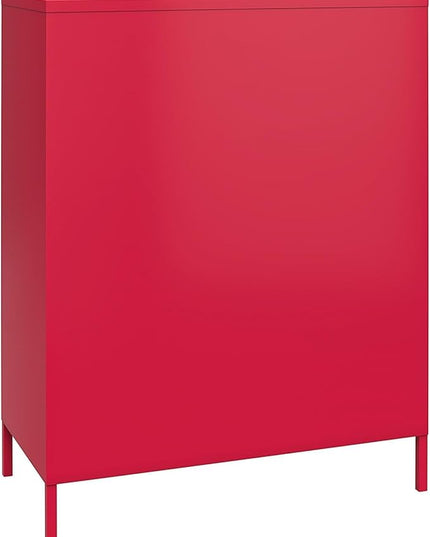 Novogratz Cache 2 Door Metal Locker-Style Storage Accent Cabinet, Magenta - LeafyLoom