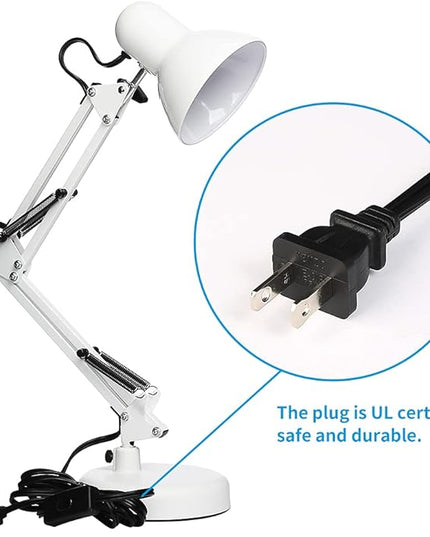 Led Desk Lamp with Clamp - Swing Arm Desk Lamp with 1 LED Cold Light Bulbs 6500K - Folding Table Lamp，Used for Office, Work, Study, Dormitory Reading and Eye Protection (White-01) - LeafyLoom