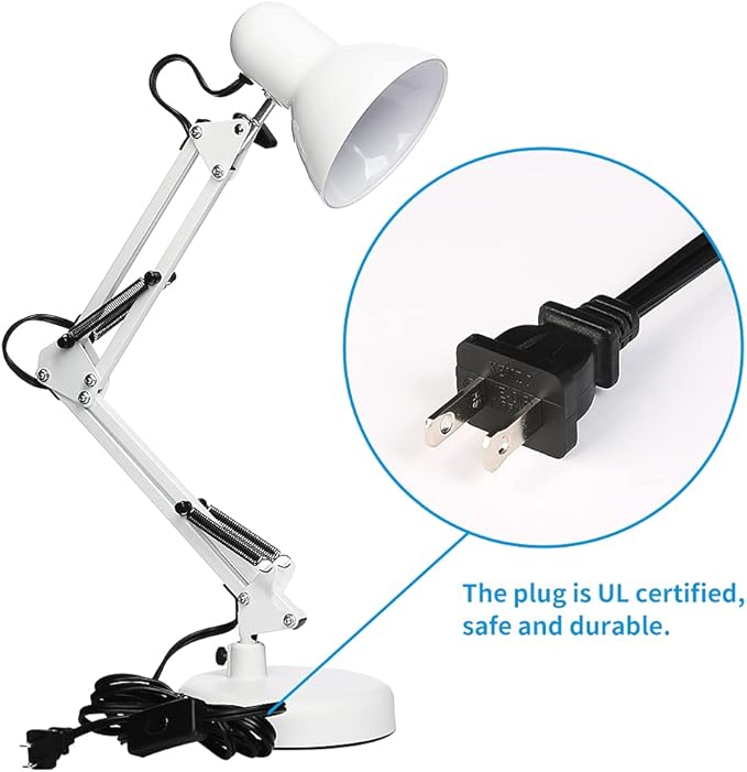 Led Desk Lamp with Clamp - Swing Arm Desk Lamp with 1 LED Cold Light Bulbs 6500K - Folding Table Lamp，Used for Office, Work, Study, Dormitory Reading and Eye Protection (White-01) - LeafyLoom
