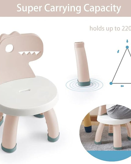 Toddler Chair,Plastic Kids Dino Chair,Sturdy Durable and Lightweight Toddler's Activity Chairs,Anti-Slip Ergonomic Design kids step stool,Indoor or Outdoor Use for Boys Girls Aged 2+ (Pink) - LeafyLoom