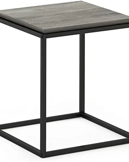 Furinno Moretti Cube Modern Stackable End Table Shelf, French Oak Grey - LeafyLoom