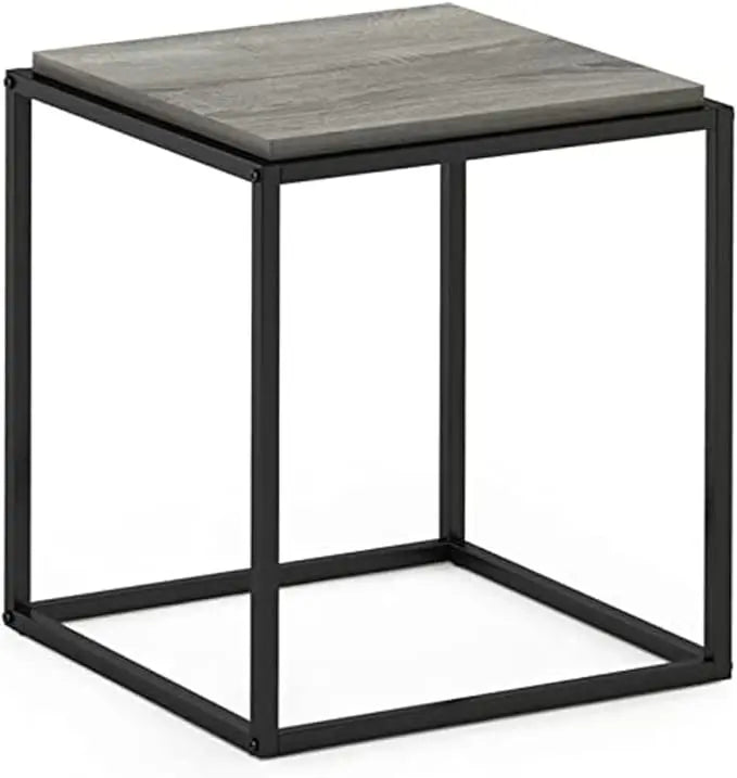 Furinno Moretti Cube Modern Stackable End Table Shelf, French Oak Grey - LeafyLoom