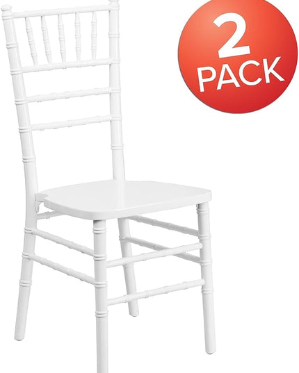 Flash Furniture 2 Pack HERCULES Series White Wood Chiavari Chair - LeafyLoom