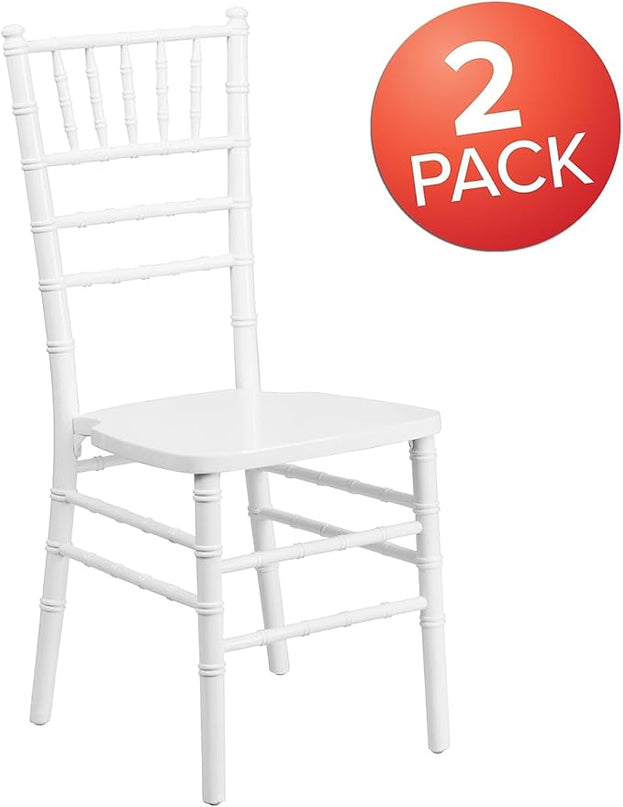 Flash Furniture 2 Pack HERCULES Series White Wood Chiavari Chair - LeafyLoom
