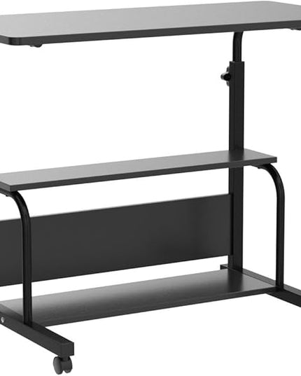 Portable Rolling Desk Adjustable Laptop Desk Small Standing Desk Home Office Desks for Small Spaces Table, 31.5" Black Uplift Student Study Desk Mobile Computer Work Desk on Wheels - LeafyLoom
