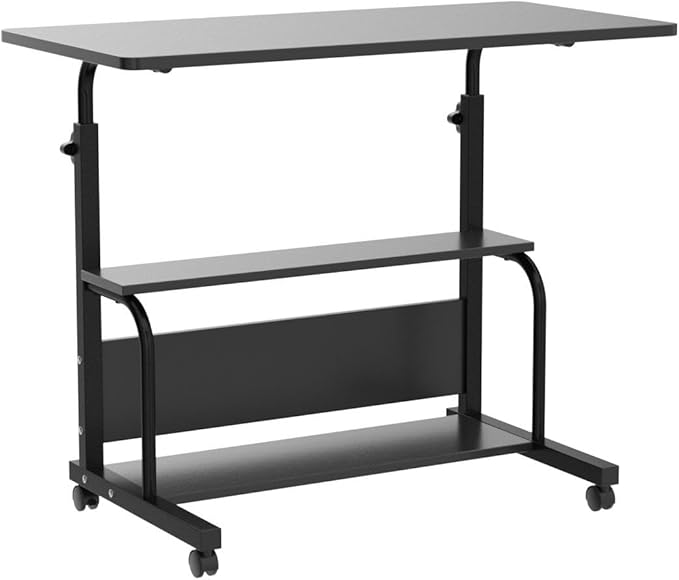 Portable Rolling Desk Adjustable Laptop Desk Small Standing Desk Home Office Desks for Small Spaces Table, 31.5" Black Uplift Student Study Desk Mobile Computer Work Desk on Wheels - LeafyLoom