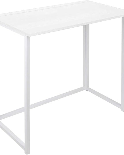 Leopard Folding Computer Desk for Small Spaces, No-Assembly Space-Saving Home Office Desk, Foldable Computer Table, Laptop Table, Writing Desk, Compact Study Reading Table (White) - LeafyLoom