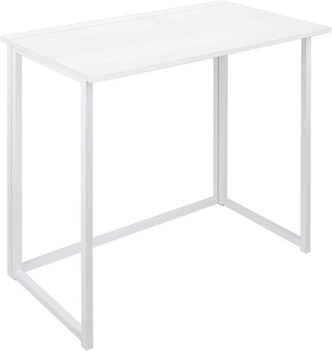 Leopard Folding Computer Desk for Small Spaces, No-Assembly Space-Saving Home Office Desk, Foldable Computer Table, Laptop Table, Writing Desk, Compact Study Reading Table (White) - LeafyLoom