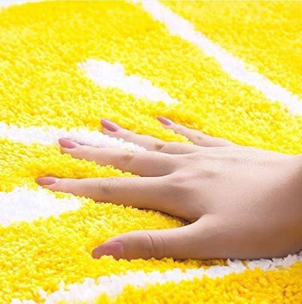 Playtime Cozy Lemon Cute Fruits Half Round Shaped Bedroom Bathroom Doorway Kitchen Floor Rug Carpet Water Absorption Non-Slip mat for Kid's Room (Yellow, 45 * 65CM) - LeafyLoom