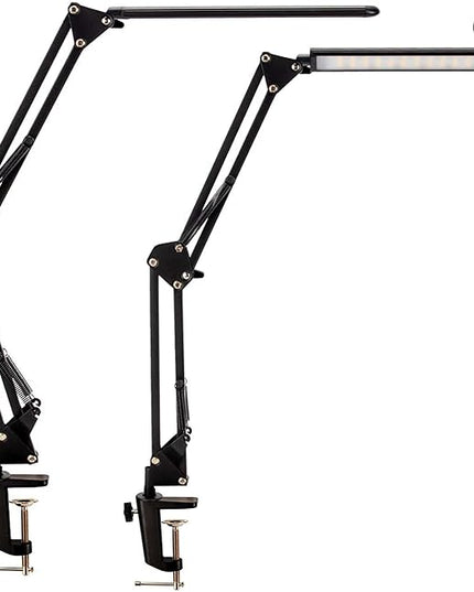LED Desk Lamp,Eye-Caring Metal Swing Arm Desk Lamp with Clamp,10 Dimmable Brightness 3 Light Modes Reading Lamp,Desk Light for Home Office(2 Pack) - LeafyLoom