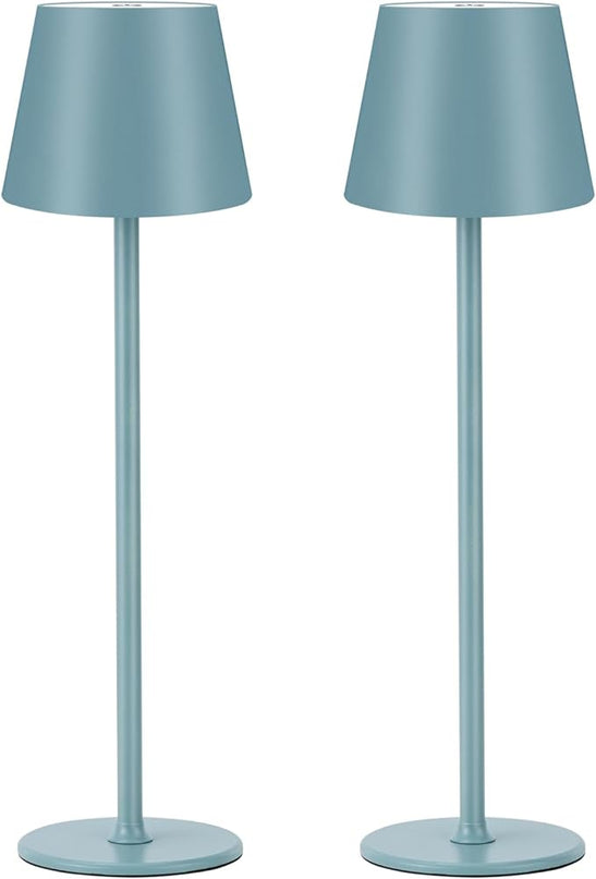 Cordless Table Lamps USB Rechargeable Simplicity Desk Lamp Built-in 4600 mAh Battery LED Battery Operated lamp with Touch Control Table lamp - Bedroom/Desk/Reading/Patio(2Pack-Light Blue) - LeafyLoom