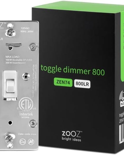 Zooz 800 Series Z-Wave Long Range Toggle Dimmer ZEN74, White | Direct 3-Way (No Add-On Switch Needed) | Z-Wave Hub Required ZOOZ