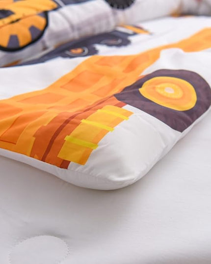 NTBED Construction Truck Comforter Set for Boys Kids Vehicles Excavator Cars Lightweight Microfiber Bedding Sets (White,Full) - LeafyLoom