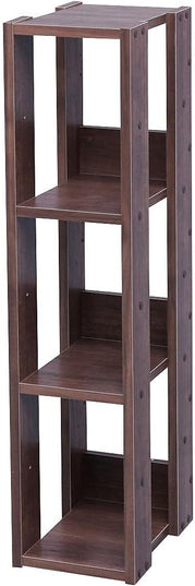 USA 3-Tier 8" Slim Open Wooden Bookshelf with Adjustable Shelves, Easy Assembly Bookcase Farmhouse Shelf for Small Spaces Bedroom Office Living Room Indoor, Brown - LeafyLoom