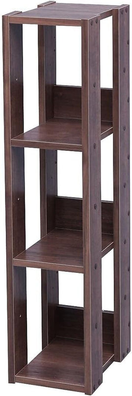 USA 3-Tier 8" Slim Open Wooden Bookshelf with Adjustable Shelves, Easy Assembly Bookcase Farmhouse Shelf for Small Spaces Bedroom Office Living Room Indoor, Brown - LeafyLoom
