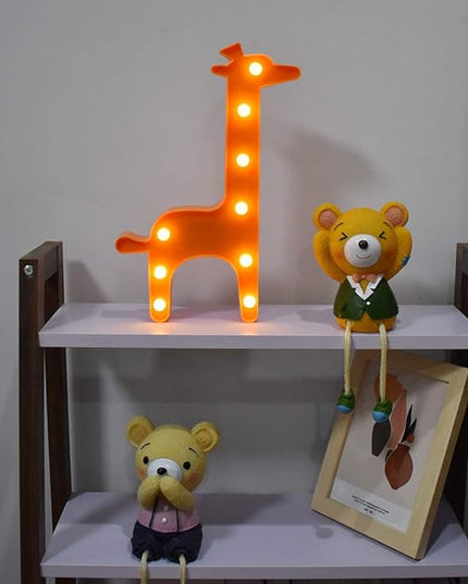 GUOCHENG Lovely Giraffe LED Night Light Warm White Animal Shaped Table Night Lamps Bedroom Nursery Home Bedside Indoor Decorations Giraffe Gifts for Kids Children Girls(Orange) - LeafyLoom