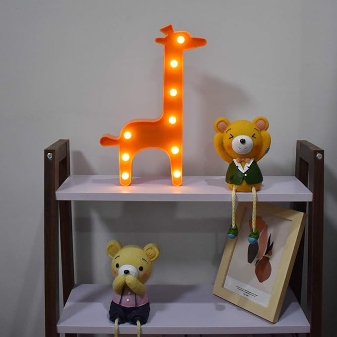 GUOCHENG Lovely Giraffe LED Night Light Warm White Animal Shaped Table Night Lamps Bedroom Nursery Home Bedside Indoor Decorations Giraffe Gifts for Kids Children Girls(Orange) - LeafyLoom