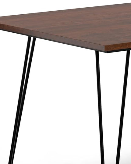 SIMPLIHOME Hunter SOLID MANGO WOOD and Metal Rectangle Industrial Table for The Dining Room, 66 inch, Umber Brown - LeafyLoom
