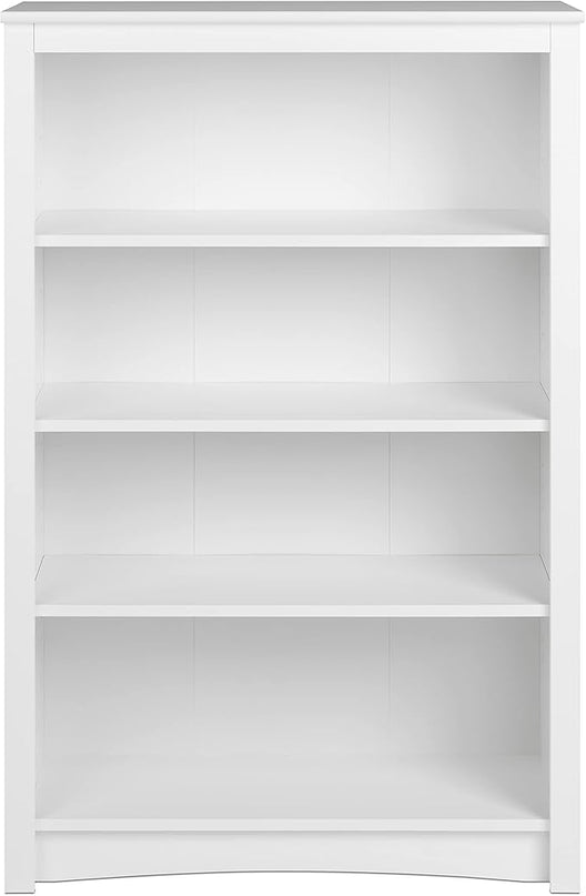 Prepac Home Office 4-Shelf Standard Bookcase, 31.5 in. W x 48 in. H x 13 in. D, White - LeafyLoom