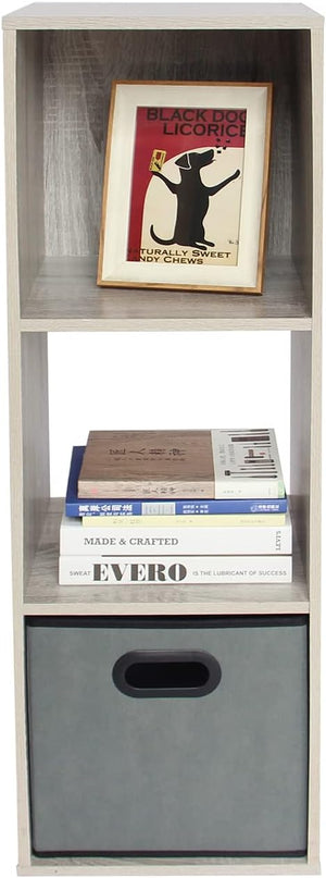 PACHIRA E-Commerce Storage Bookcase Wooden, Unit Shelf, Closet Cabinet, DVD Rack Bookshelf File Organizer Rack in Living Room, Bedroom, Study, each cube 11.22“, 3 Cube, OAK GREY - LeafyLoom