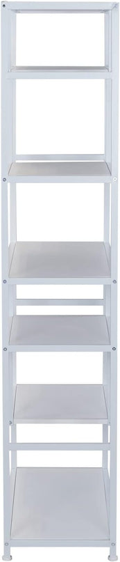 Household Essentials Geometric Tall Open Book Shelf | Mid Century Modern Shelves, Scandinavian White - LeafyLoom