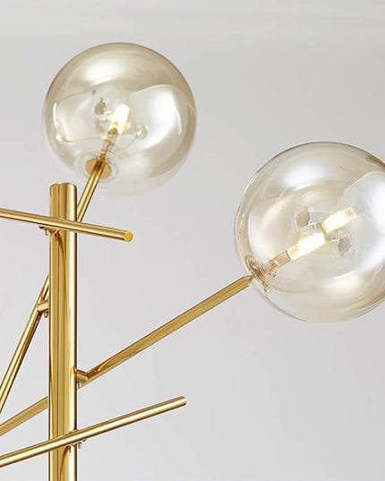 TD00145 Sputnik Chandelier Floor Lamp for Bedroom,4-Lights Glass Shade Floor Lamps for Living Room,Brass/Gold - LeafyLoom