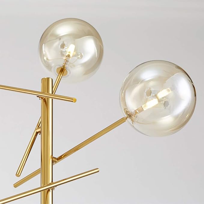 TD00145 Sputnik Chandelier Floor Lamp for Bedroom,4-Lights Glass Shade Floor Lamps for Living Room,Brass/Gold - LeafyLoom