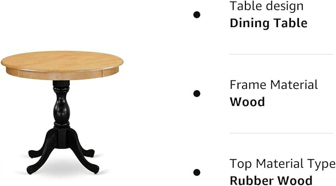 East West Furniture Dining Table, 36x36 Inch, AMT-OBL-TP - LeafyLoom