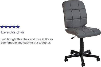 Flash Furniture Clayton Mid Back Swivel Task Chair - Gray Vinyl Upholstery - Tufted Back and 360° Swivel - LeafyLoom