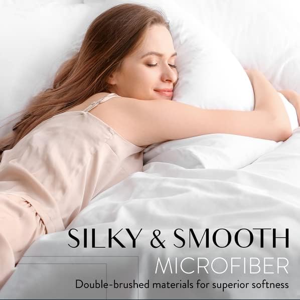 Danjor Linens California King Sheet Set - 6 Piece Set Including 4 Pillowcases - Deep Pockets - Breathable, Soft Bed Sheets - Wrinkle Free - Machine Washable - Cream Cal King Bed Sheets - 6 pc - LeafyLoom