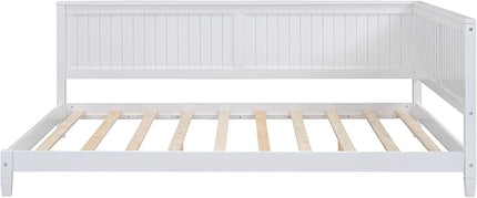 Bellemave Full Size Wood Daybed, Wood DayBed Sofa Bed Frame for Living Room & Bedroom,Solid Wood Daybed Full Size Sofa Bed Frame with Wood Slat Support,No Box Spring Needed,White - LeafyLoom