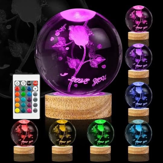 Rose Lamp Cute Gifts for Women, Large 3D Rose Night Light, Crystal Light up Rose Lamp 16 Color Changing with Remote Control for Bedroom Decor, I Love You Rose Glass - LeafyLoom