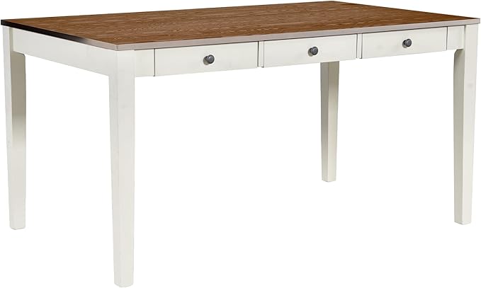 Mid-Century 6-Piece Wood Dining Table Set with Storage Drawer, Upholstered Chairs and Bench, Walnut Tabletop Kitchen Furniture for Living Room, Small Apartments, Butter Milk - LeafyLoom