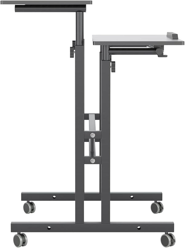 Mobile Stand Up Desk, 24 inch Laptop Computer Desk Adjustable Standing Home Office Desks with Roller, Student Desk School Desk Simple Stand Up Desk Small Desks for Small Spaces for Standing or Sitting - LeafyLoom