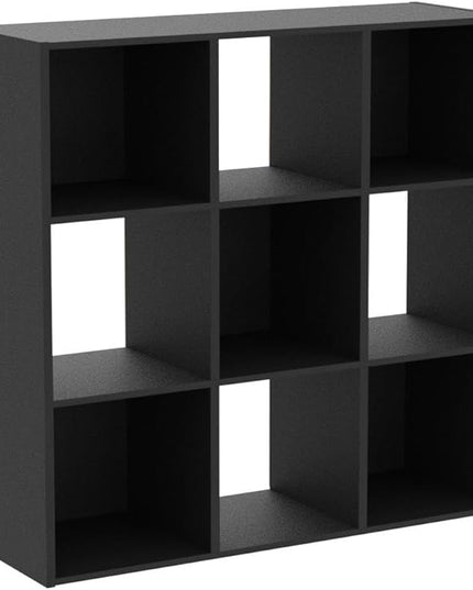 Signature Design by Ashley Langdrew Contemporary 9 Cube Storage Organizer or Bookcase, Black - LeafyLoom