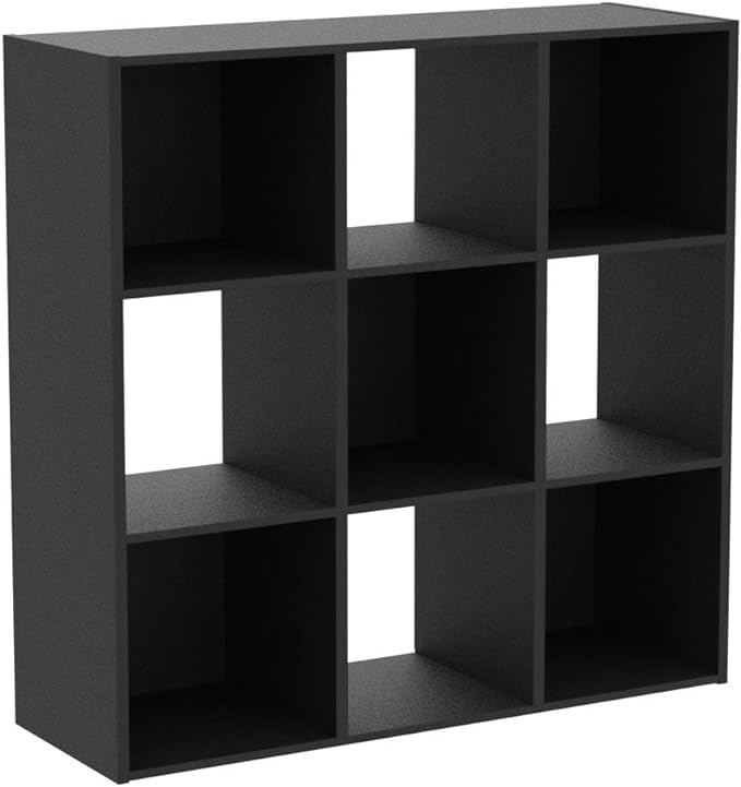 Signature Design by Ashley Langdrew Contemporary 9 Cube Storage Organizer or Bookcase, Black - LeafyLoom