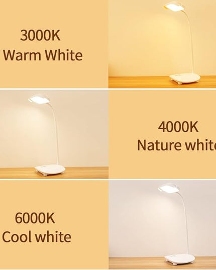 Cordless Desk Table Lamp Reading Light 40 Led Rechargeable Big Battery, Touch 3 Modes,2 Ways Power,Dimmable,Gooseneck,Small Portable Bedroom Bedside Lamp - LeafyLoom