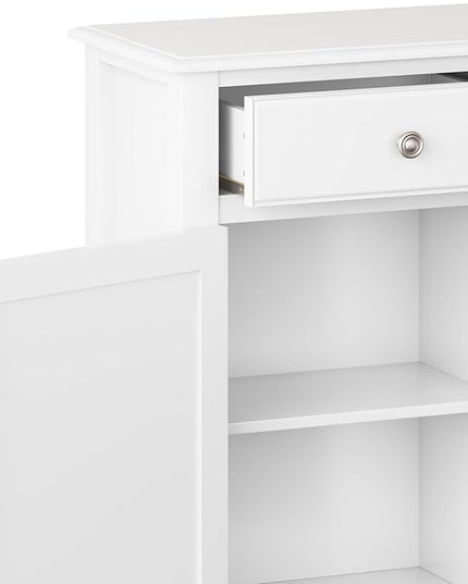 SIMPLIHOME Connaught SOLID WOOD 40 inch Wide Traditional Entryway Storage Cabinet in White for the Living Room, Entryway and Family Room - LeafyLoom