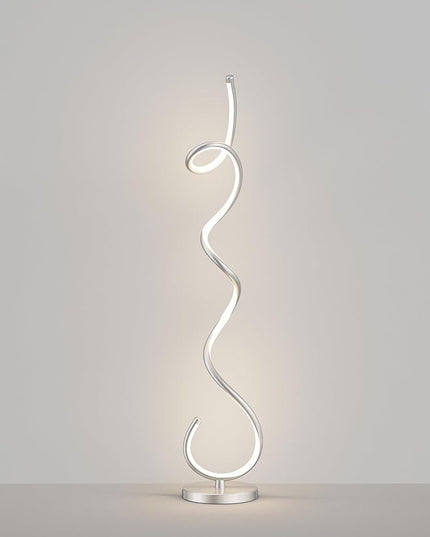 Modern Floor Lamps for Living Room, LED 53" Tall 30W Silver Spiral Corner Floor Lamp with Remote, 3 Color Temperature, Stepless Dimmable, Bright Standing Lamp for Bedroom Home Office Deco - LeafyLoom