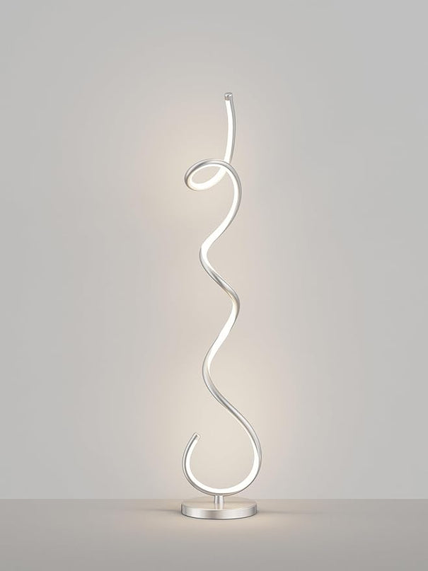 Modern Floor Lamps for Living Room, LED 53" Tall 30W Silver Spiral Corner Floor Lamp with Remote, 3 Color Temperature, Stepless Dimmable, Bright Standing Lamp for Bedroom Home Office Deco - LeafyLoom
