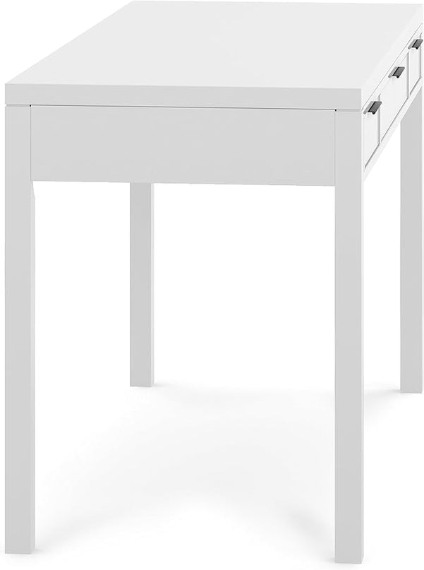 SIMPLIHOME Hollander Solid Wood Contemporary 60 Inch Wide Desk in White, for The Office Desk, Writing Table, Workstation and Study Table Distressed Dark Brown - LeafyLoom
