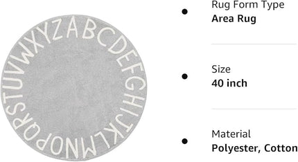 Topotdor Round Kids Play Rug Alphabet Nursery Area Rug Extra Large Soft Crawling Play Mat for Children Toddlers Bedroom (40 inch, Grey) - LeafyLoom