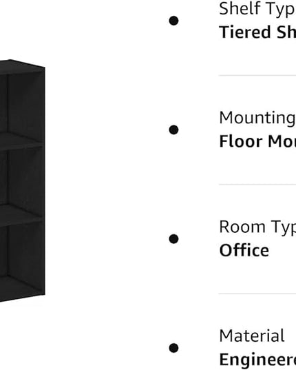 Furinno Luder Bookcase / Book / Storage , 3-Tier, Blackwood - LeafyLoom