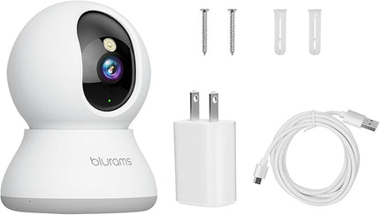 blurams Indoor Camera 2K, Cameras for Home Security 5GHz, 360° Pet Camera w/Motion Tracking, Phone App, 2-Way Audio, IR Night Vision, Siren, Works with Alexa & Google Assistant Blurams